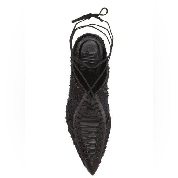 GIVENCHY pumps heels mule black lace size EU 37.5 lace-up pointed toe witchy new - Picture 6 of 15